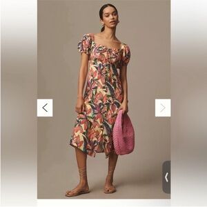 Farm Rio x Anthropologie Puff-Sleeve
Sweetheart Linen Midi Dress size XS